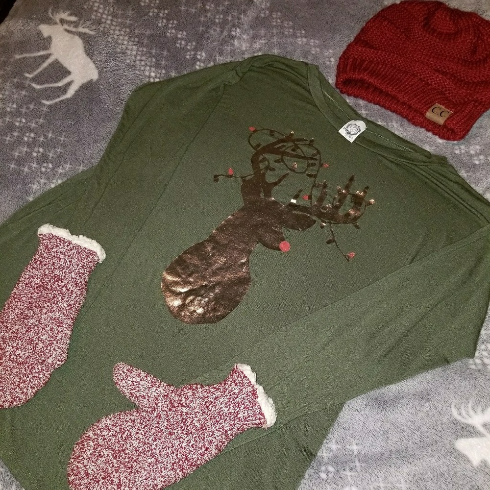 Chic reindeer Christmas tunic top